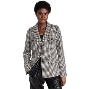 Paige Skylar Houndstooth Jacket Blazer Black White Medium Structured Classic